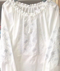 Блуза жіноча,  артикул В 690, малюнок 946 Км, тканина: батист 100%;  льон 100%; сорочкова 80% бавовна, 20%  поліестер